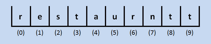 The letter 't' has been copied from index location 8 to index location 9