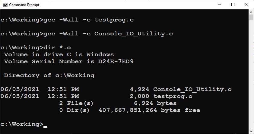 Compiling but not linking .c files