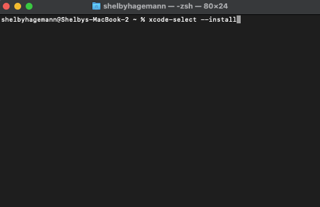 Picture of xcode installation command in command line.