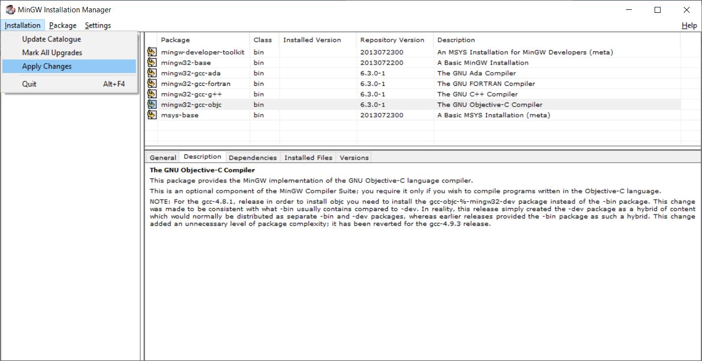 MinGW Installation Manager