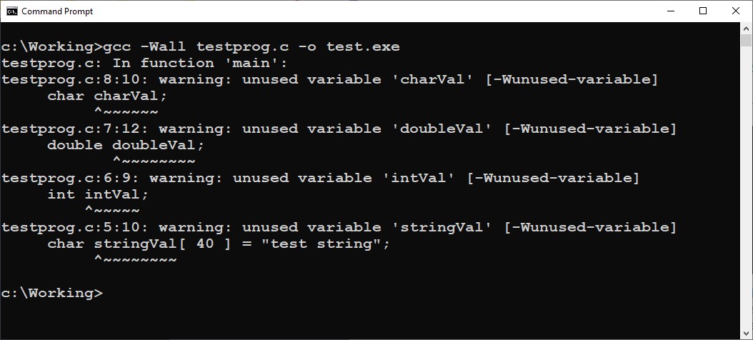 Compile Operation with warnings