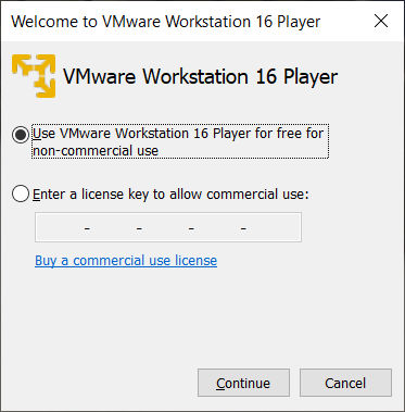 VMWare installation screen