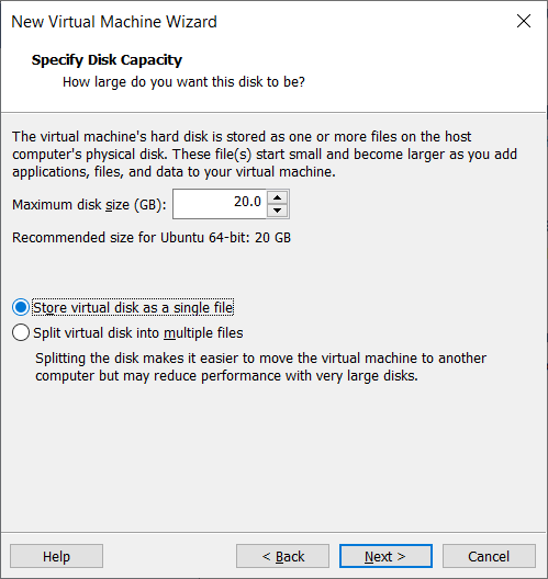 VMWare installation screen