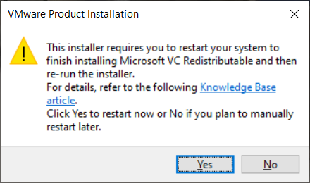 VMWare installation screen