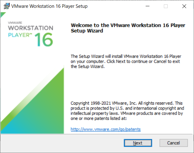 VMWare installation screen