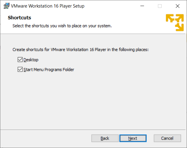 VMWare installation screen