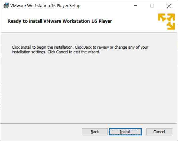 VMWare installation screen