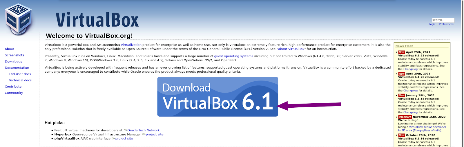 VirtualBox Page