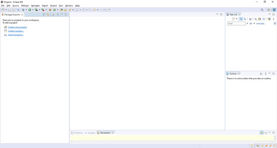 Picture of empty working Eclipse screen