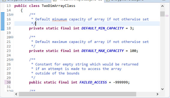 Constants shown in the Java file